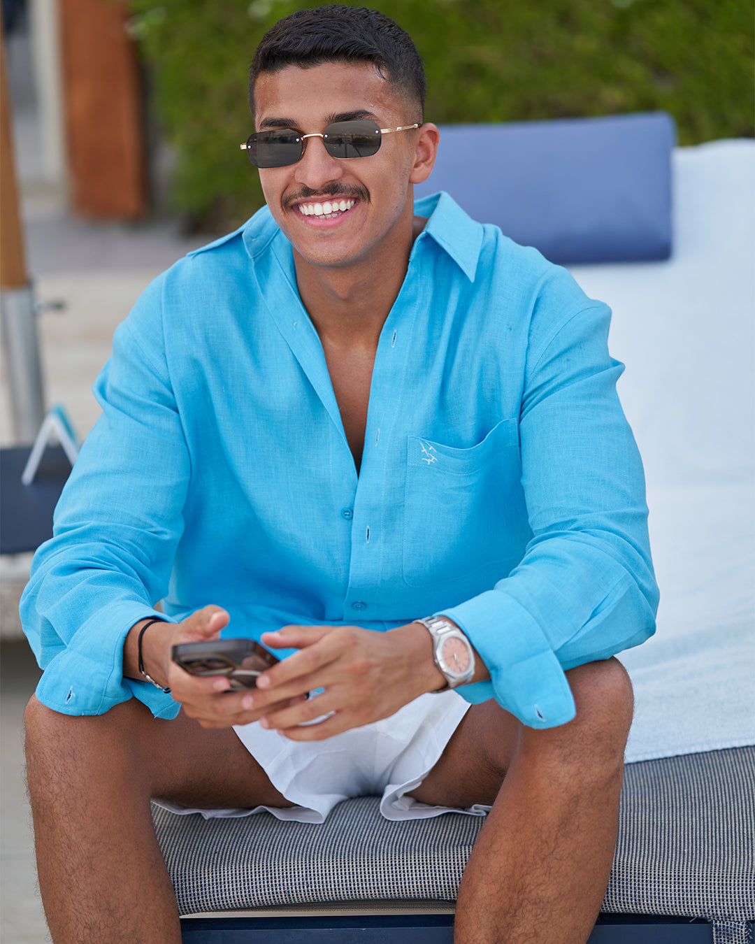 AZURE BREEZE - Pure linen shirt